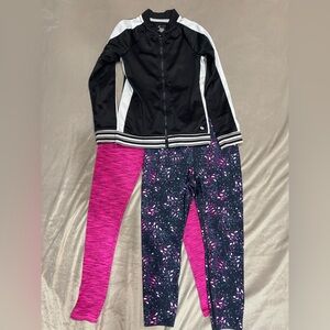 Avia Kids Set - Black Jacket with Pink and Multicolored Leggings
